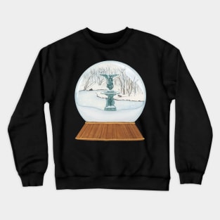 SNOW GLOBE – BETHESDA FOUNTAIN IN WINTER – CENTRAL PARK – NEW YORK CITY – Watercolor Painting Crewneck Sweatshirt